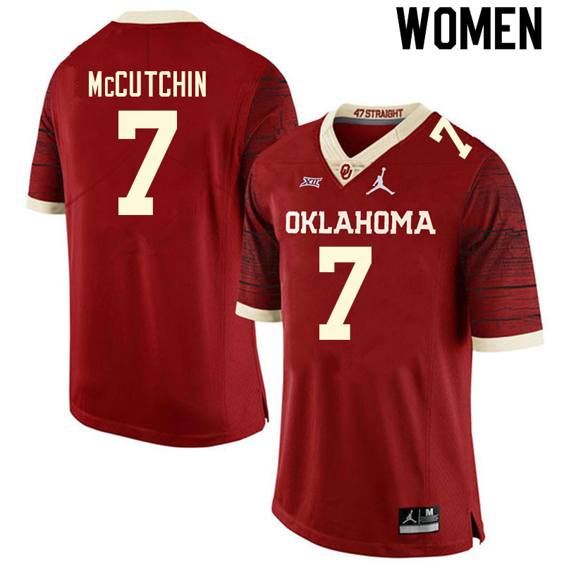 Women #7 Latrell McCutchin Oklahoma Sooners College Football Jerseys Sale-Retro - Click Image to Close